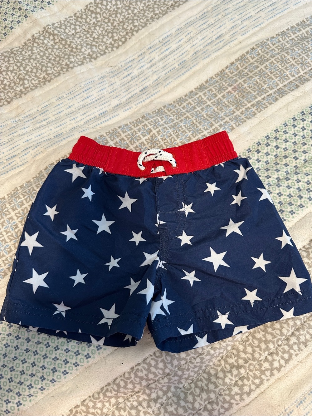 OshKosh B'gosh Baby Boys Navy Blue Stars Swim Trunks with Red Waistband